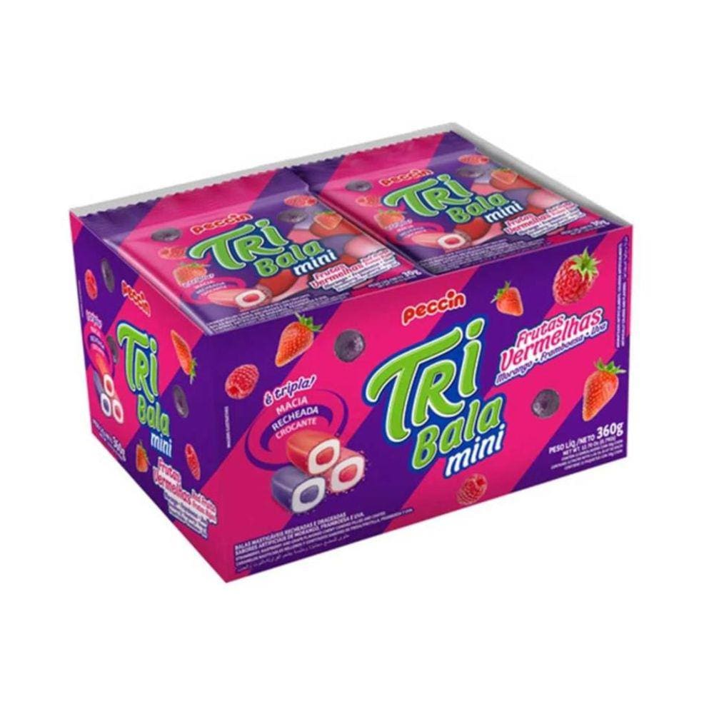 Bala Recheada Tribala Frutas Vermelhas 30g C/12 Unid