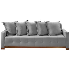Sofá Cama Casal 4 Lugares e 5 Almofadas Feeling 210cm Cor Linho Cinza