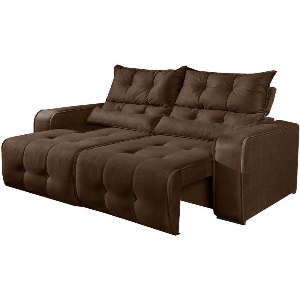 Sofá 2 Lugares Retrátil e Reclinável Minas Tecido Suede 180cm Cor Marrom