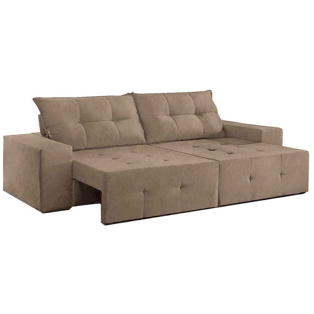 Sofá 2 Lugares Retrátil Espanha 150cm Tecido Suede Cor Bege
