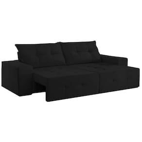 Sofá 2 Lugares Retrátil Espanha 150cm Tecido Suede Cor Preto