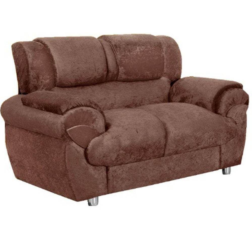 Sofá 2 Lugares 7025 em Tecido Suede e Encosto Fixo Cor Marrom