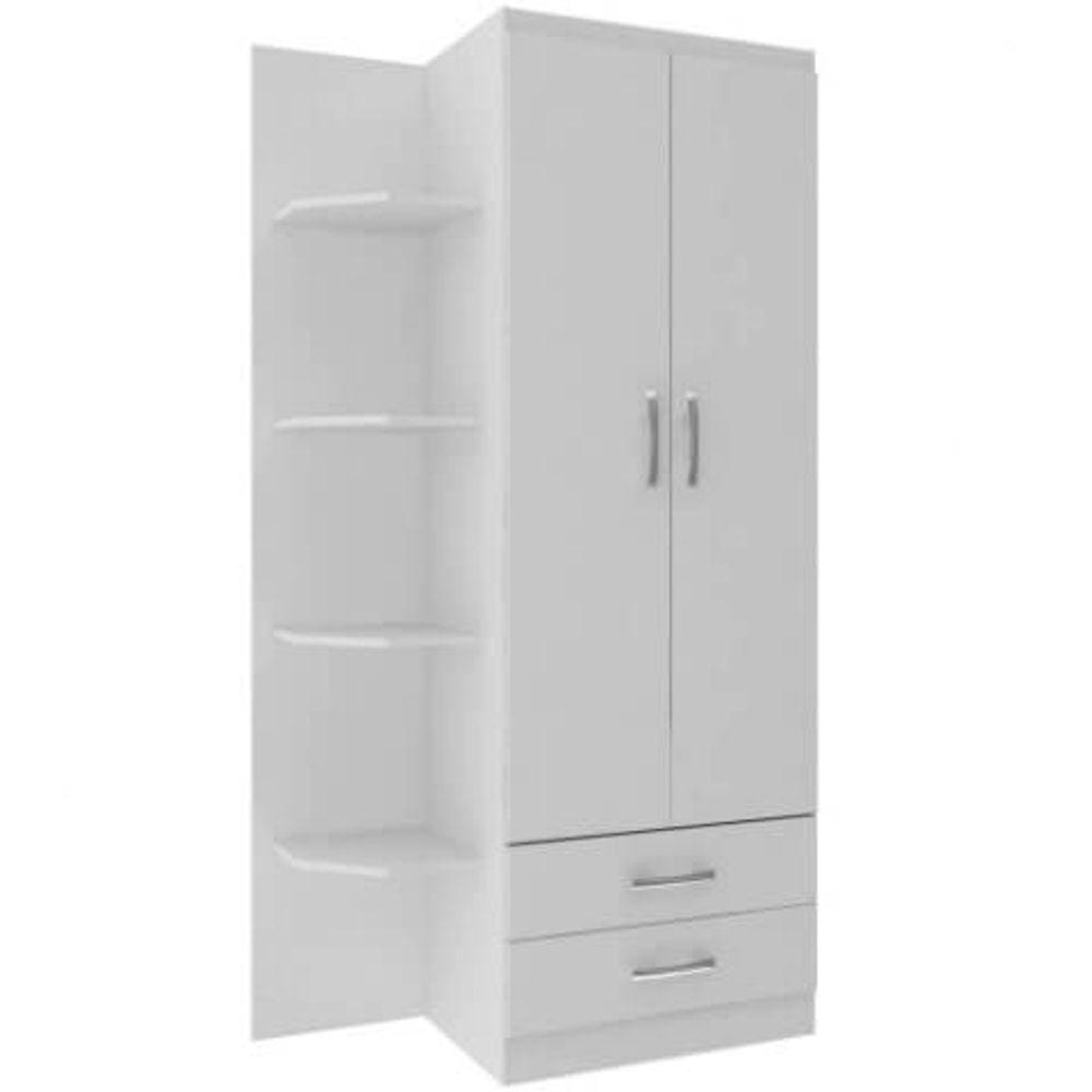 Guarda Roupa Infantil 2 Portas com Cantoneira Evidencia Cor Branco