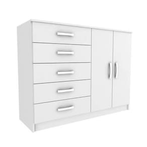 Cômoda 2 Portas 5 Gavetas Atenas Evidencia Cor Branco