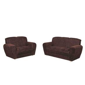 Conjunto de Sofá 5010 com 2 e 3 Lugares Tecido Suede Cor Marrom
