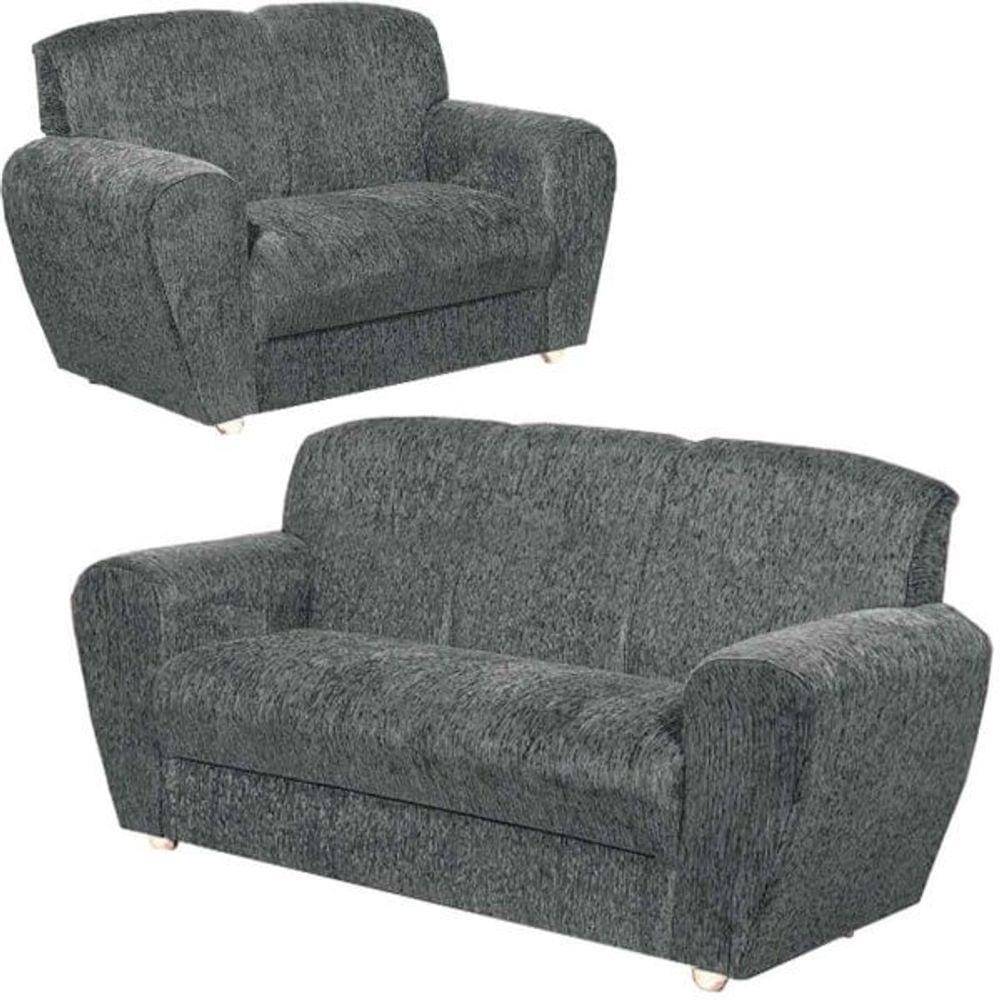 Conjunto de Sofá 5010 com 2 e 3 Lugares Tecido Suede Cor Cinza