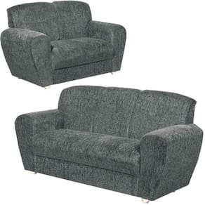 Conjunto de Sofá 5010 com 2 e 3 Lugares Tecido Suede Cor Cinza