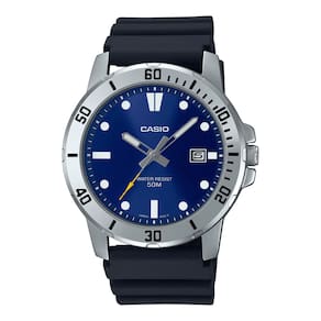 Relógio CASIO masculino preto azul borracha MTP-VD01-2EVUDF