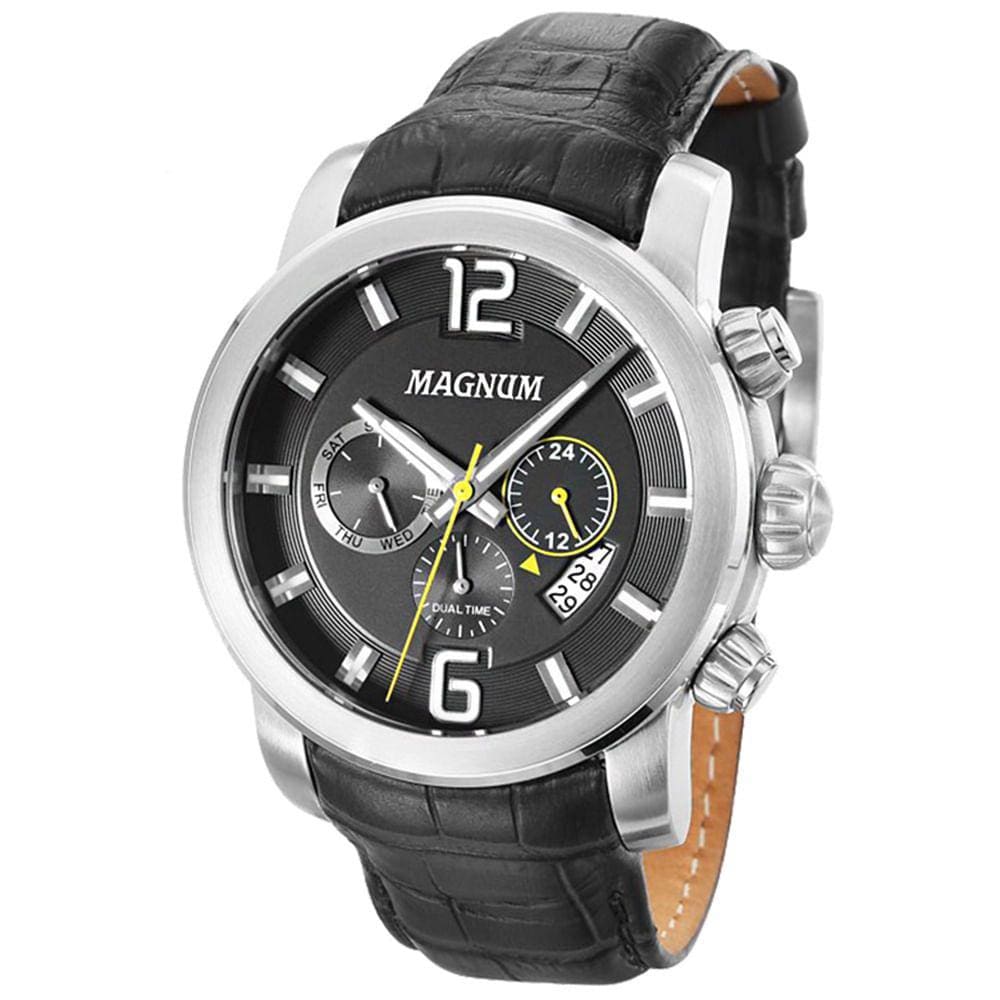 Relógio Magnum Steel Masculino MA32185S Pulseira Aço Prata Multifunção