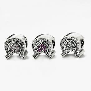 Berloque Bali Espaçador Ferradura Cravejado Zircônias Rosa Claro