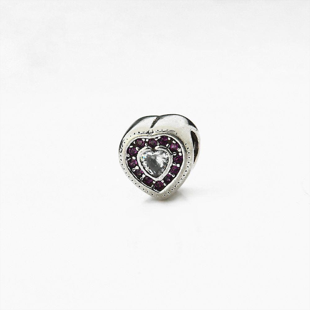 Berloque Bali Espaçador Coração Cravejado Zircônias Vermelha