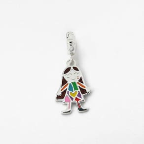 Berloque Menina Esmaltado Colorido Prata 925