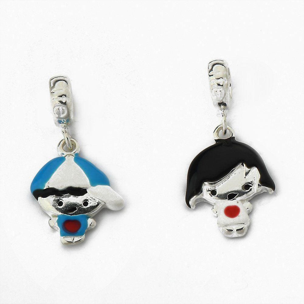 Berloque Criança Esmaltada Colorido Prata 925 Menina