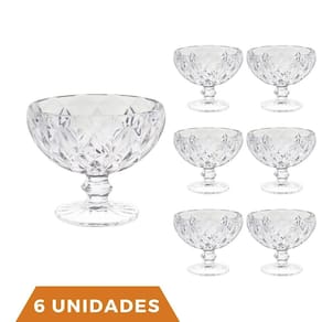 Kit 6 Taças Sobremesa Elegante Diamante 335mL Transparente