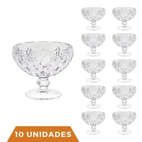 Kit 10 Taças Sobremesa Elegante Diamante 335mL Transparente