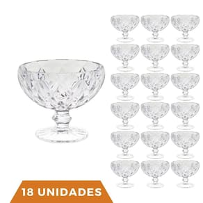 Kit 18 Taças Sobremesa Elegante Diamante 335mL Transparente
