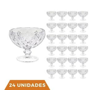 Kit 24 Taças Sobremesa Elegante Diamante 335mL Transparente