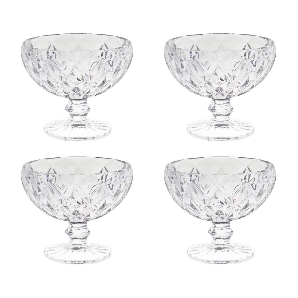 Jogo 4 Taças Diamante para Sobremesa 335mL Transparente
