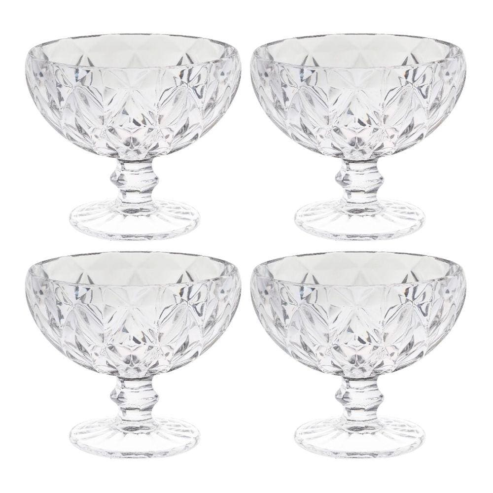 Taças P/Sobremesa Moderna 335mL Transparente Diamante - 4un