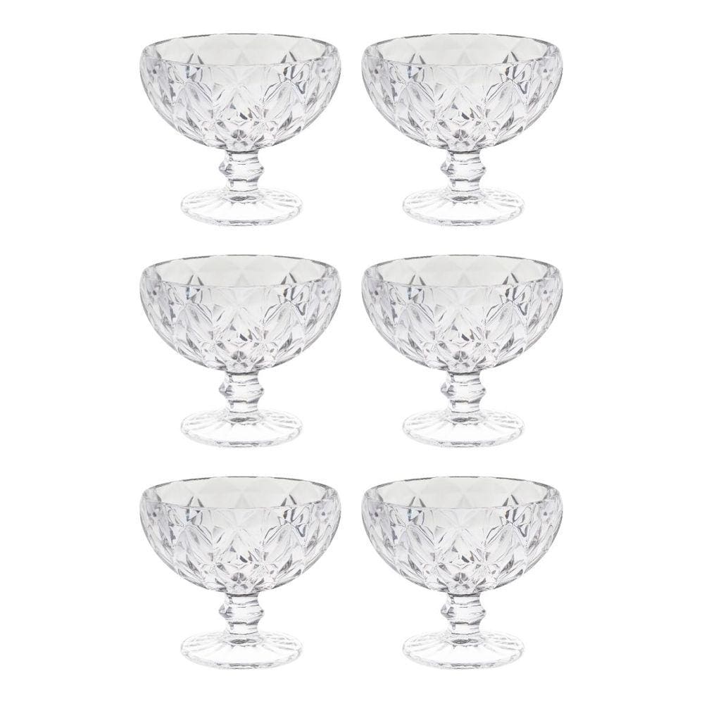 Jogo 6 Taças Diamante para Sobremesa 335mL Transparente