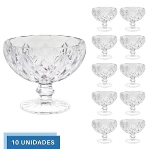 Kit 10 Taças de Sobremesa Diamante Transparente 335mL