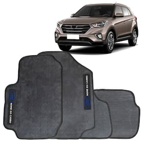 Jogo Tapete Automotivo Hyundai Creta 2017 2018 2019 2020 2021 Borracha Pvc 4 Peças Preto Bordado
