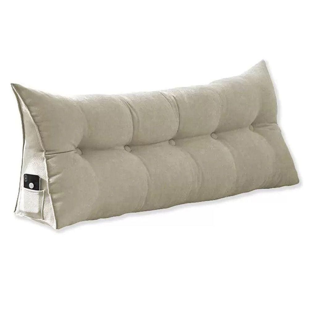 Cabeceira Almofada Para Leitura Na Cama Mel Casal 140 cm Suede Bege - LM DECOR