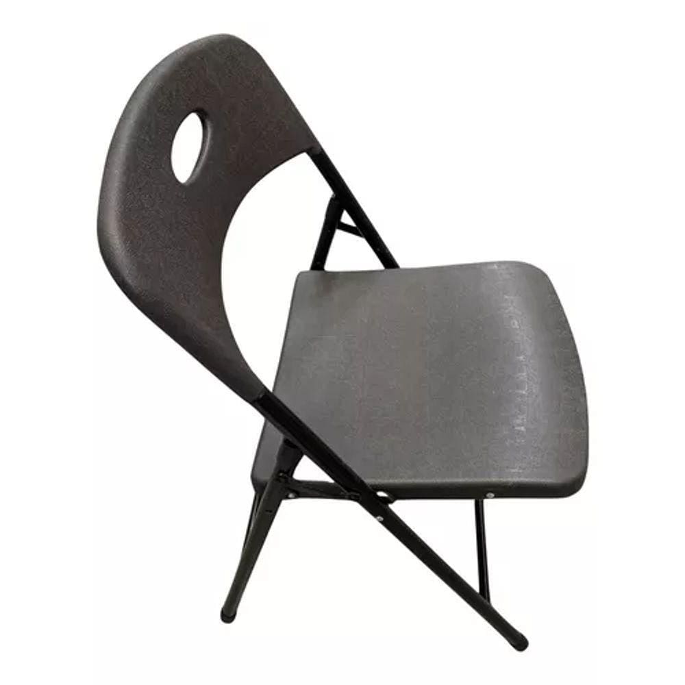 Cadeira Plástico Dobrável Camping 78x46x50cm Até 190kg Preta