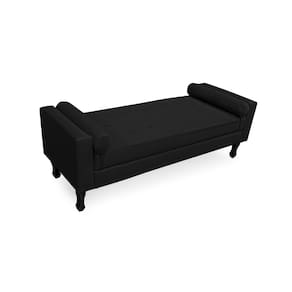 Recamier Calçadeira Fênix Baú Estofado Quarto Casal 140cm Suede Preto - LM DECOR