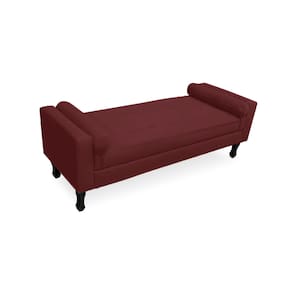 Recamier Calçadeira Fênix Baú Estofado Quarto Casal 140cm Suede Vermelho Bordo - LM DECOR