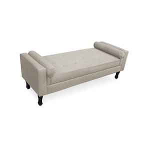 Recamier Calçadeira Fênix Baú Estofado Quarto King 195cm Suede Bege - LM DECOR