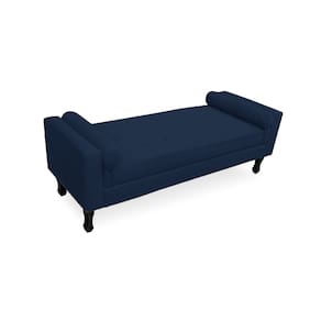 Recamier Calçadeira Fênix Baú Estofado Quarto Casal 140cm Suede Azul Marinho - LM DECOR
