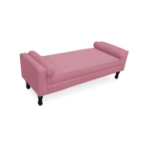 Recamier Calçadeira Fênix Baú Estofado Quarto Casal 140cm Suede Rosa Barbie - LM DECOR