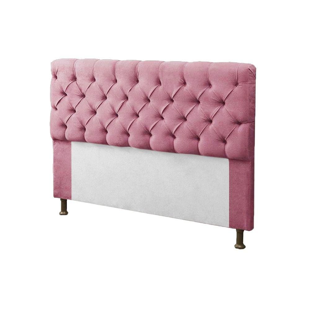 Cabeceira para Cama Box King 195cm Mirage c/ Capitonê Suede Rosa - LM DECOR