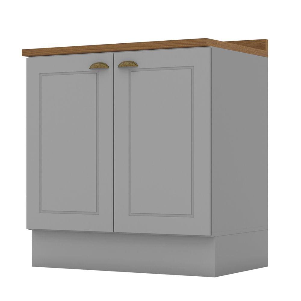 Balcão 80cm 02 Portas Americana Cinza Nature Henn