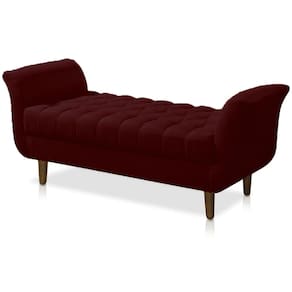 Recamier Calçadeira Decorativo Quarto Closset 150cm Grecia Suede Vermelho Bordô - LM DECOR
