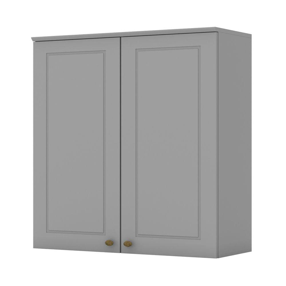 Armário Aéreo 02 Portas Clássico Americana Cinza Henn