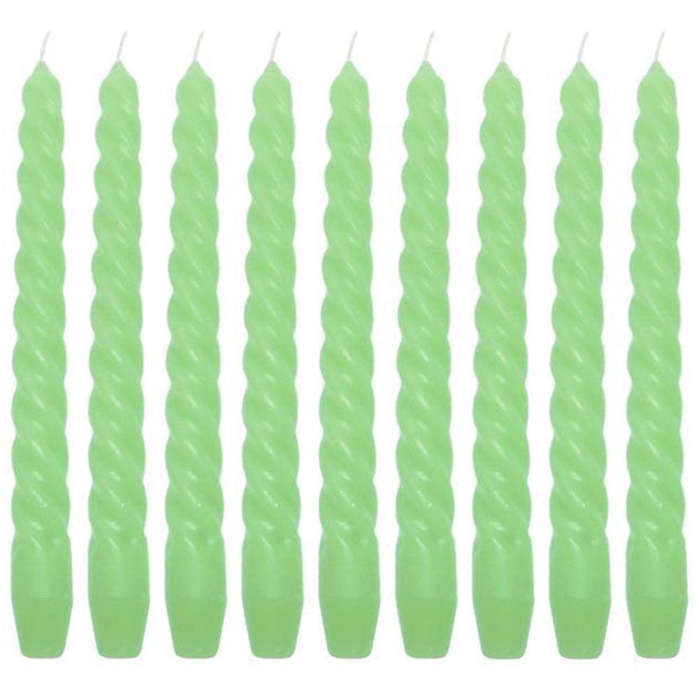 10 Vela Torcida 25 Cm Verde Decoração Festa Castiçal