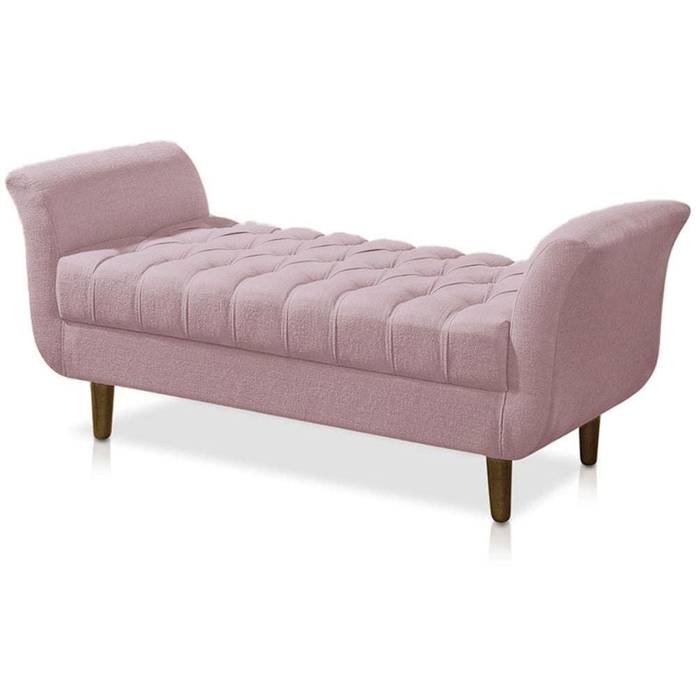 Recamier Calçadeira Decorativo Quarto Closset 150cm Grecia Suede Rosa Claro - LM DECOR