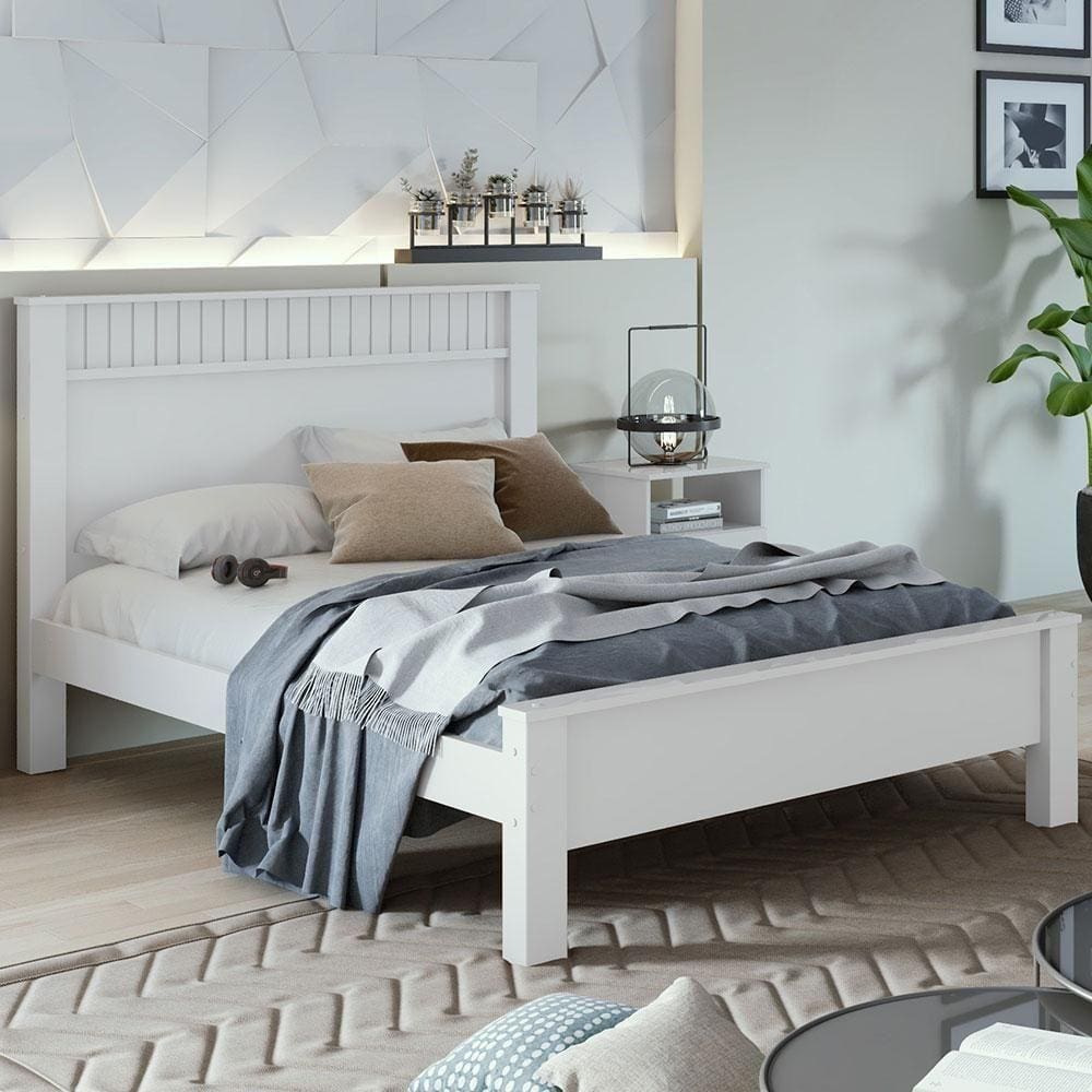 Cama De Casal Madeira Em Mdp E Branco Athenas Branco