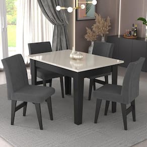 Conjunto Mesa De Jantar 120 Cm Com 4 Cadeiras Tokio Multimóveis Ex1004 Preto/Off White/Grafite