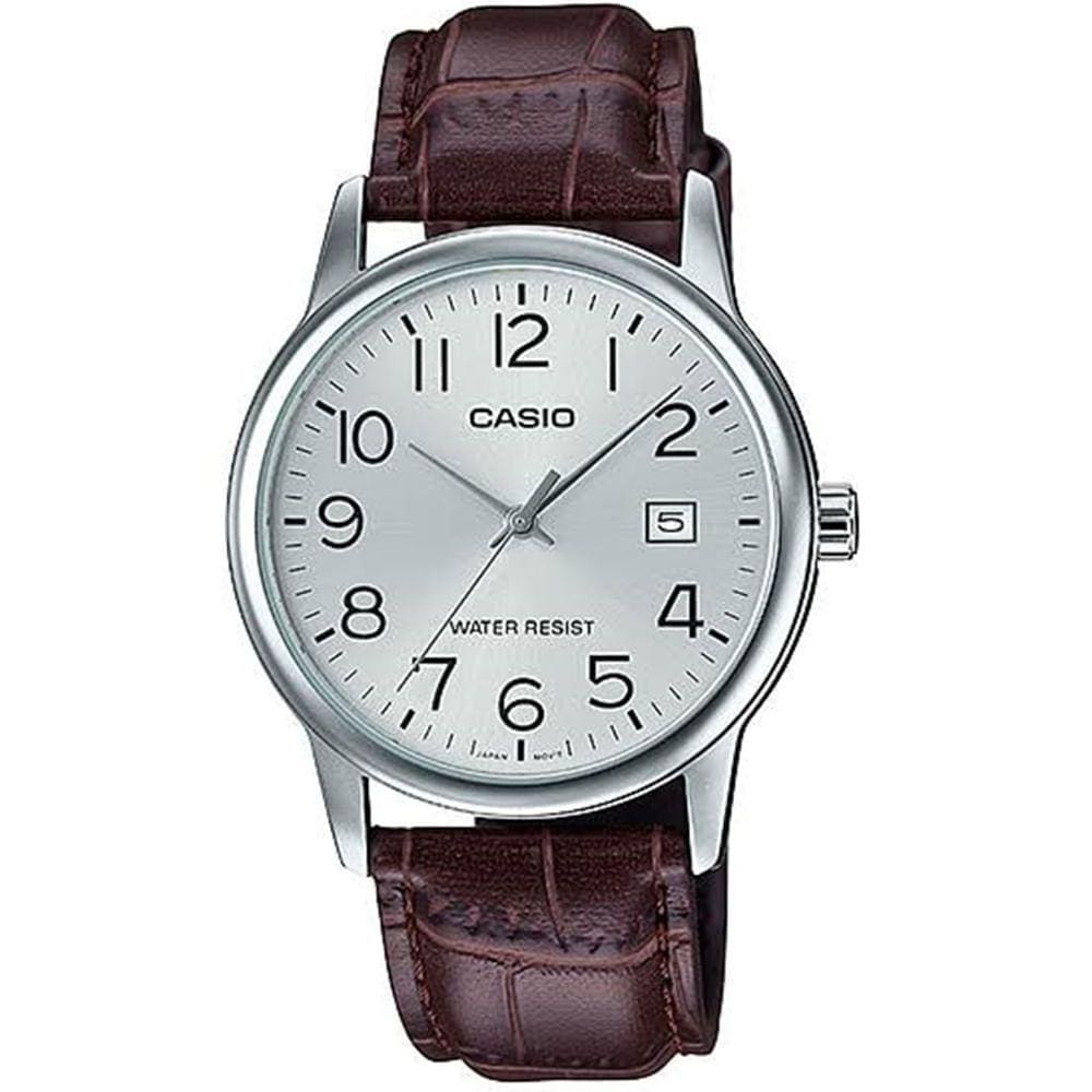 Relógio CASIO feminino analógico couro LTP-V002L-7B2UDF