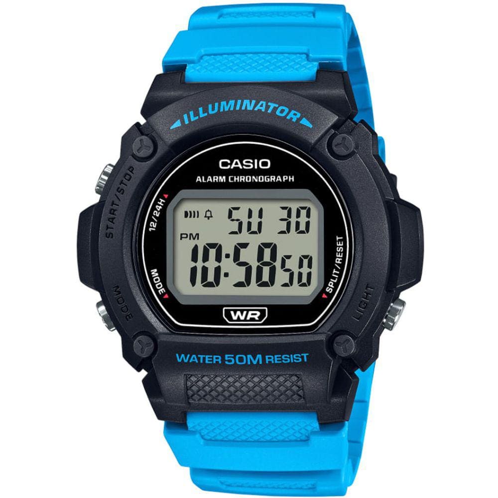 Relógio CASIO Illuminator masculino azul W-219H-2A2VDF