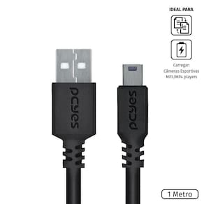 Cabo Usb A 2.0 Macho Para Mini Usb B Macho 28Awg Puro Cobre 1 Metro - Puanm2-1