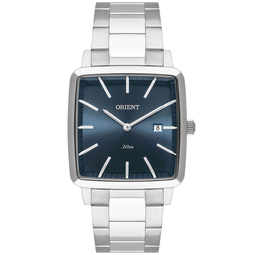 Relógio ORIENT masculino azul prata quadrado GBSS1056 D1SX