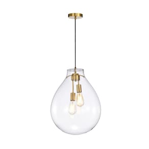 Pendente Tommy Ø40xh52cm – Dourado E Vidro Transparente