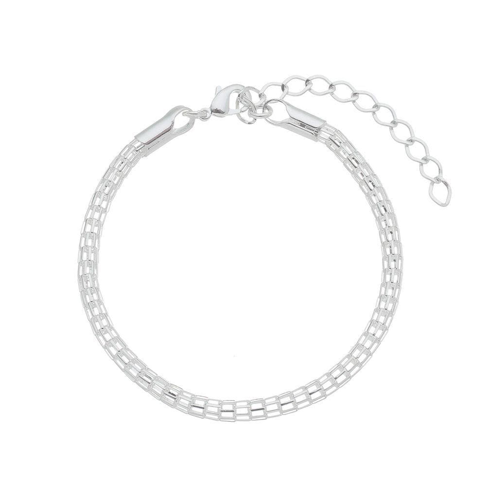 Pulseira Tela Oca Folheado em Prata