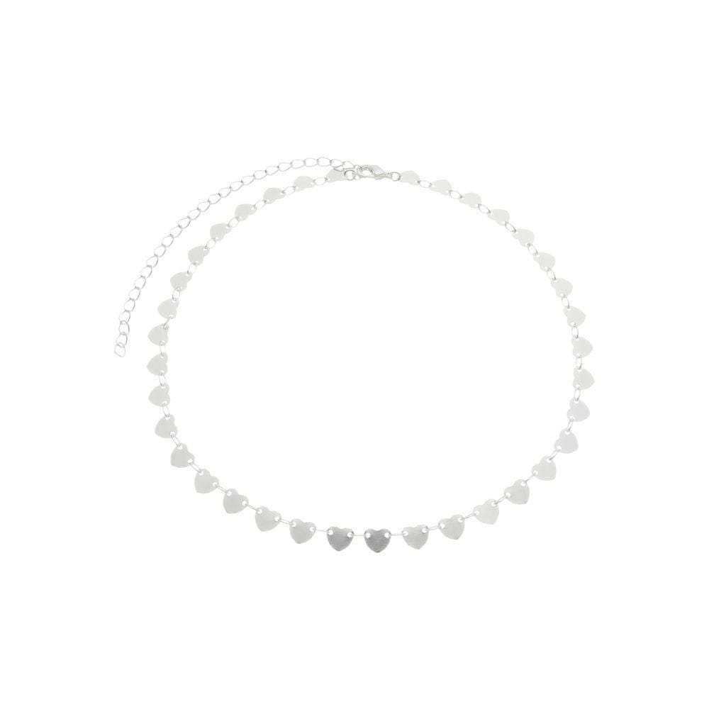 Choker Chapinha de Corações Folheado em Prata