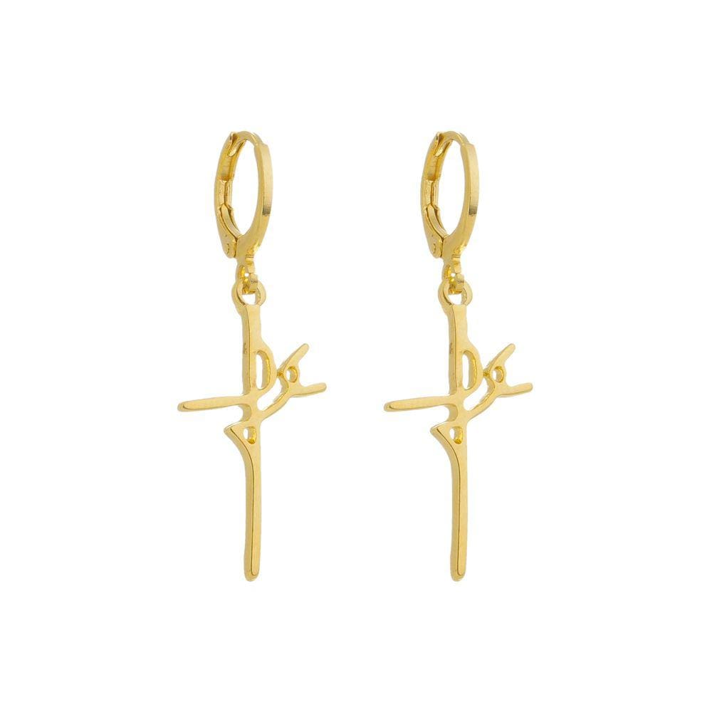 Brinco de Argolinha Fechada Fé Folheado em Ouro 18k