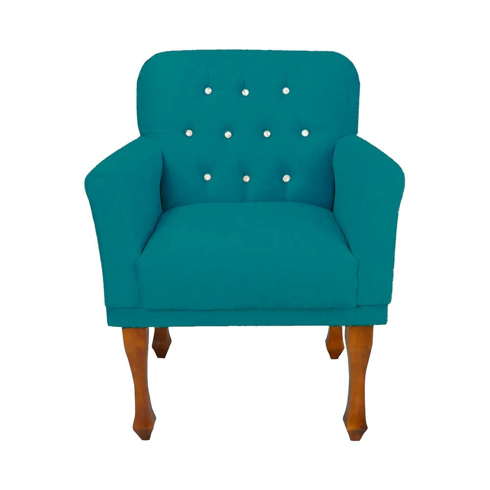 Cadeira Poltrona Decorativa Para Quarto e Closet Anitta Suede Azul Turquesa LM DECOR